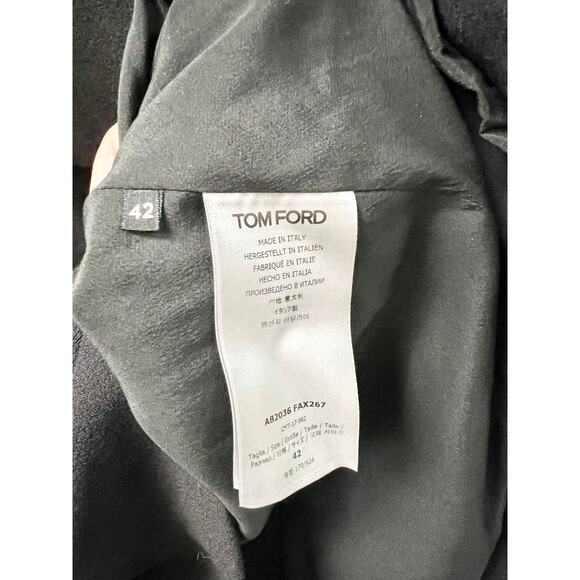 Tom Ford 100% Virgin Wool Asymmetric Shift Mini Dress Black Women's 42 / US 6 - Picture 3 of 6